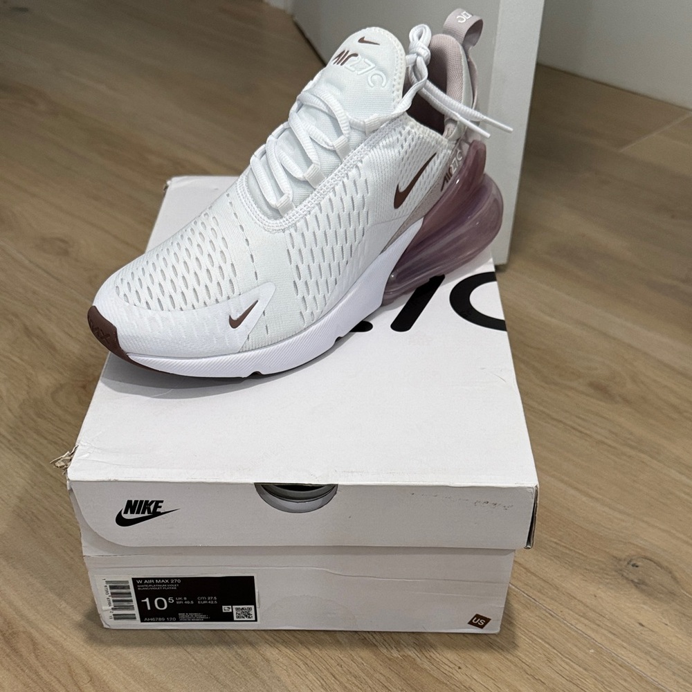 Nike Air Max 270 White and Purple Sneakers